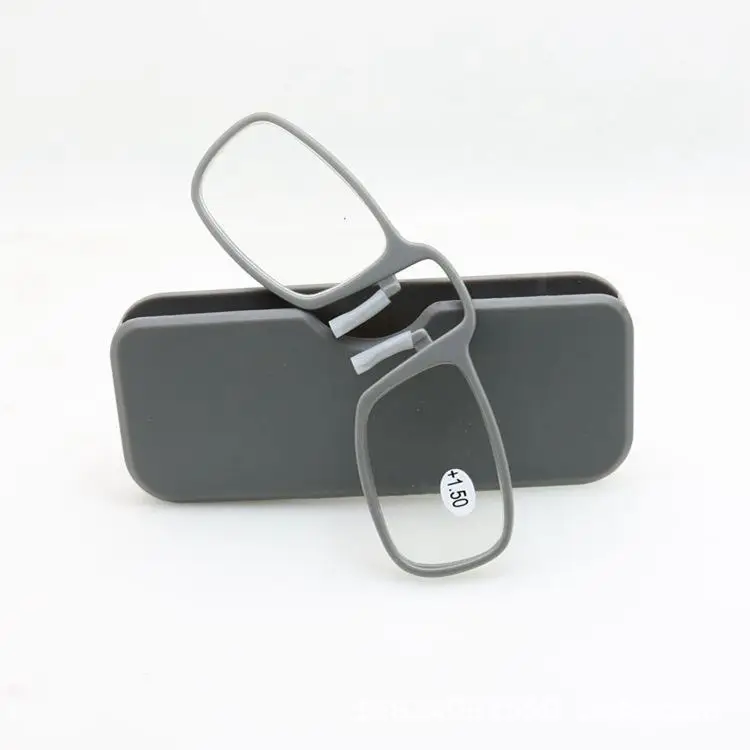Серый Newest Mini Sticky Reading Glasses Nose Clip on Presbyopic Glasses Men's and Women's Glass Frame Black High Quality Unisex - Цвет оправы: Серый