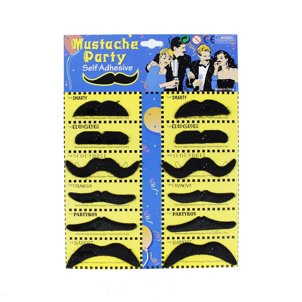 12pcs Funny Cute Costume Pirate Party Mustache Cosplay Fake Moustache Fake Beard For Kids Adult Halloween Party Decoration