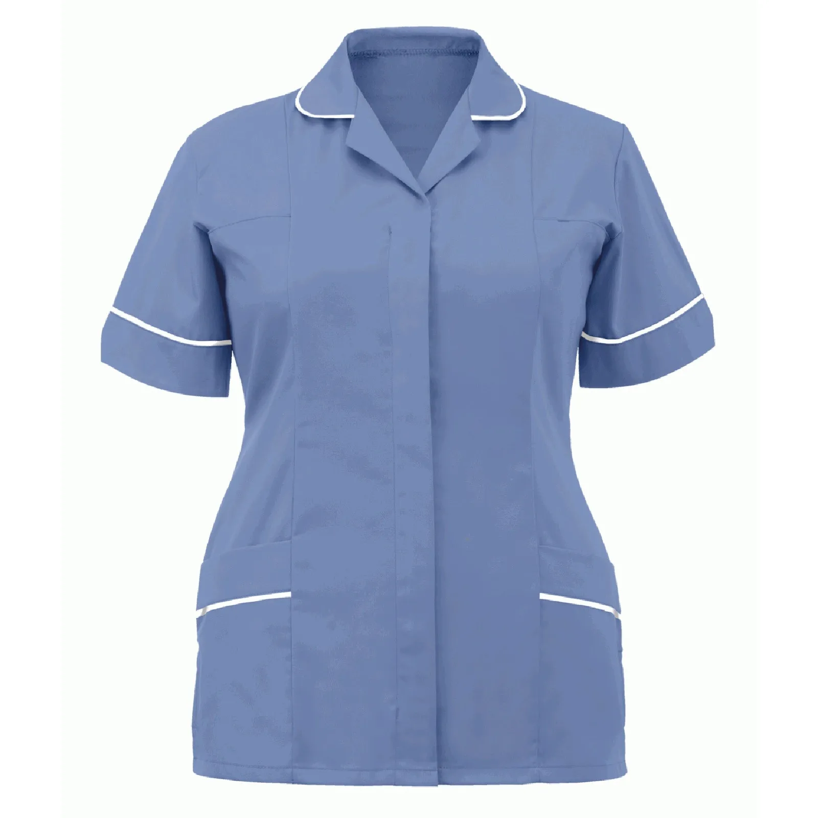 Women nurse uniform short sleeve V-neck button top summer plus size ladies T-shirt care workers tunic