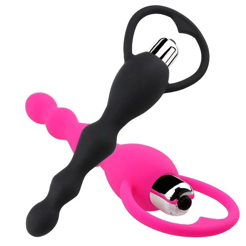 Strong Vibrating Anal Plug Prostate Massage Soft Anal Beads Vibrator Sex Toys for Couples Gay Butt Plug Silicone Adult Products