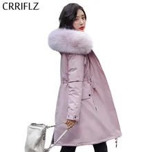 Женское длинное пальто, осенне-зимнее теплое плотное пальто из искусственного меха, парка, Женская однотонная куртка, верхняя одежда, CRRIFLZ, новая зимняя коллекция
