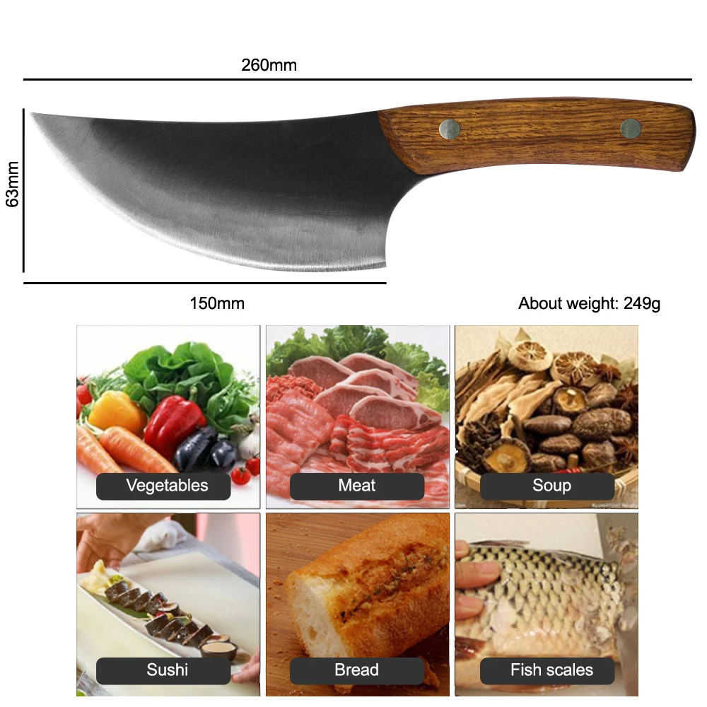 New Arrival Handmade Forged Knife Full Tang Handle Wooden High Carbon Clad Steel Butcher Outdoor Cleaver Slicing Kitchen Tools