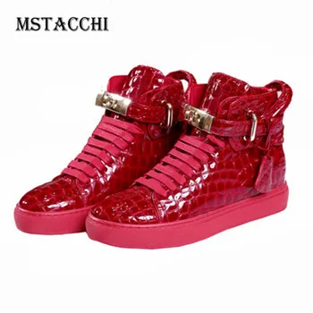 

MStacchi 2020 Fashion High-Top Men Sneakers Genuine Leather Metal Decoration Casual Flat Couple Footwear Outdoor Trend Men Shoes
