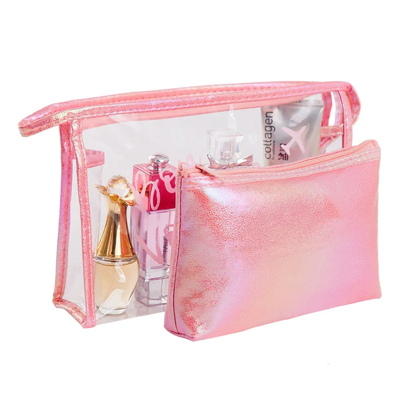 

2PCS Multicolour Portable Travel Cosmetic Bag Waterproof Transparent Clear Makeup Case Organizer Wash Pouch