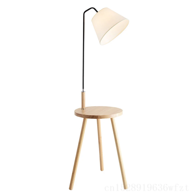 Nordic Coffee Table Wooden Floor Lamp Simple Living Room Home Decoration Stand Light Bedroom Floor Light Vertical Standing Lamps