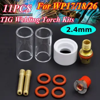 

11 Pcs TIG Welding Torch Stubby Gas Lens Glass Pyrex Cup Collect Body Kit for WP-17/18/26 Series Welders Tool Accessory