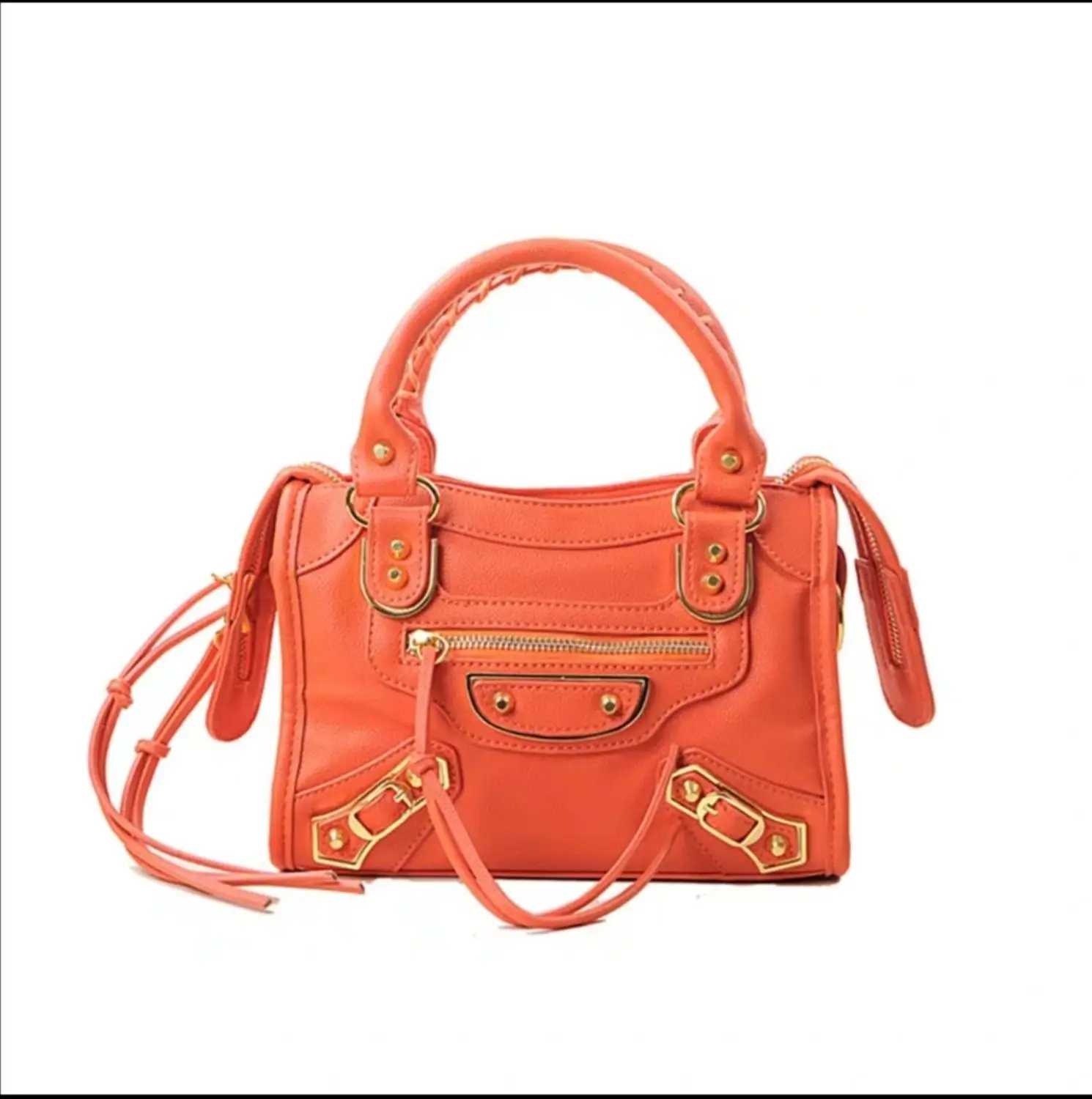 orange gold rivet Высокие дизайнерские из искусственной кожи европейская роскошная мотоциклетная сумка для женщин стильная шикарная Сумочка с кисточками красивая женская сумка через плечо - Цвет: orange gold rivet