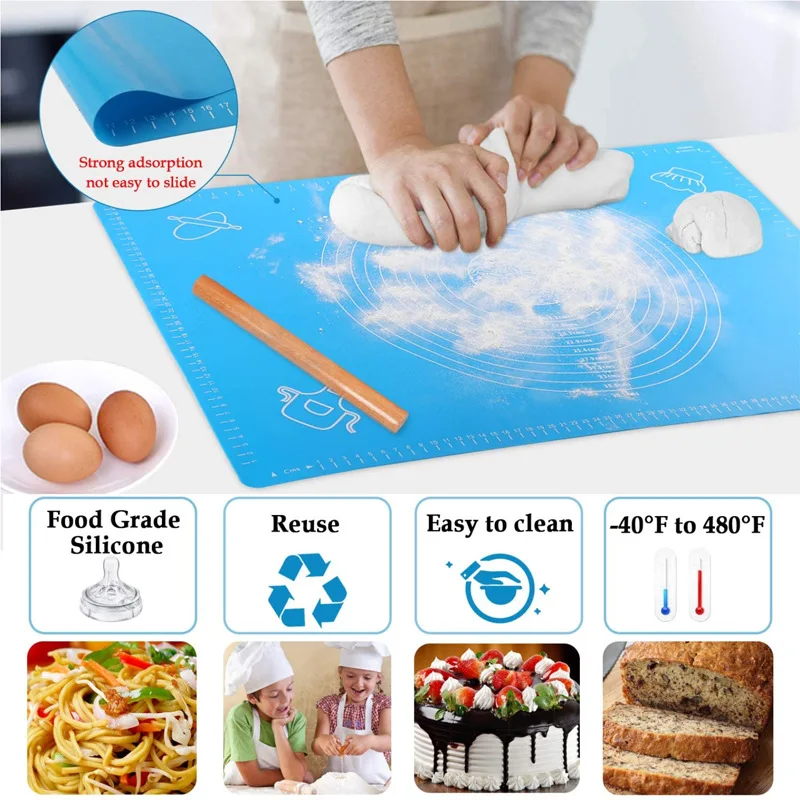 

50x40cm Silicone Baking Mat Pizza Dough Mat Non Stick Baking Liner Sheet Pad Pastry Cake Pizza Macaroon Kitchen Cooking Tools