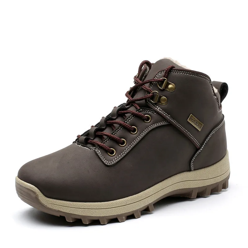 

Super Warm Men boots Winter Leather boots Waterproof Rubber Snow Boots England Retro ankle boots For Men winter shoes