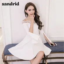Sandgrid летнее модное черное платье, мини-платье на одно плечо, белое кружевное платье с вышивкой
