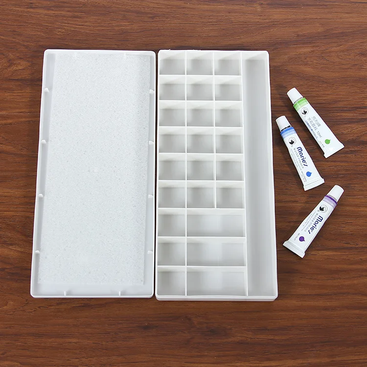 

High Quality Flip Palette Hard Cover Plastic Color Mixing Box 96 Paintbox Customizable Color Palette Wholesale