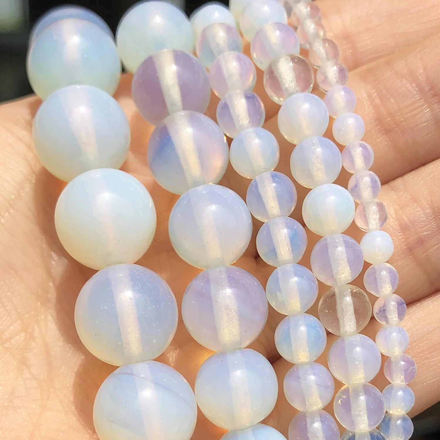 Natürliche Stein Weiß Opal Perlen Opalite 4 6 8 10 12mm Fit Diy Make-Up Charms Perlen Perlen für Schmuck Machen Zubehör 15'' – Detail 4