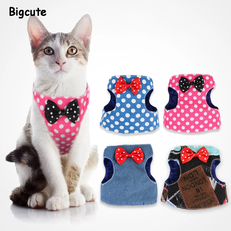 

Dog Cat Harness Leash Vest Set Soft Puppy Kitten Leads With Bow Puppy Walking Printing For Small Dogs Cats Chihuahua Yorkie