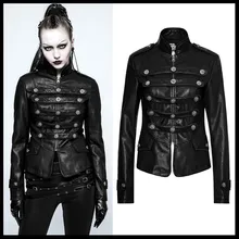 Панк РЕЙВ панк Рок крутая Женская Байкерская кожаная куртка пальто Черная уличная одежда с длинным рукавом приталенная короткая куртка