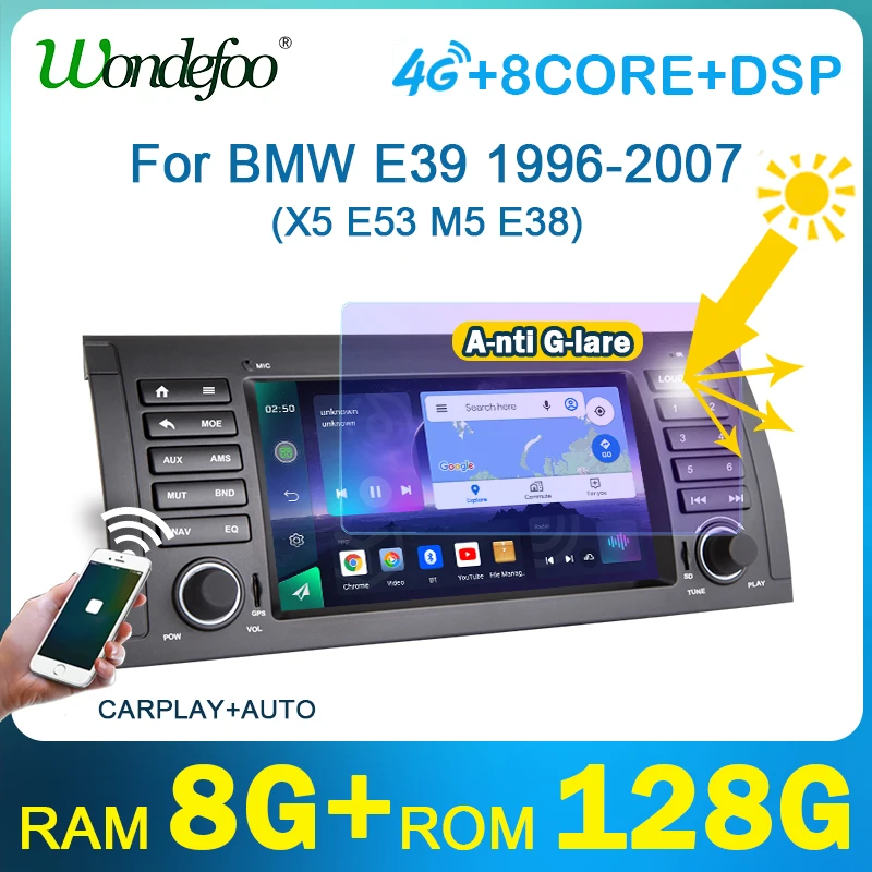 магнитола 2 din android 10 с экраном автомагнитола для BMW 5 серии E39 X5 E53 M5 7 E38 1996-2007 Carplay