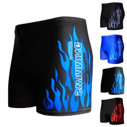 Maillot de bain motif flamme pour hommes, Boxer, short, maillot de bain, noir, bleu, vêtements de plage, slip 
