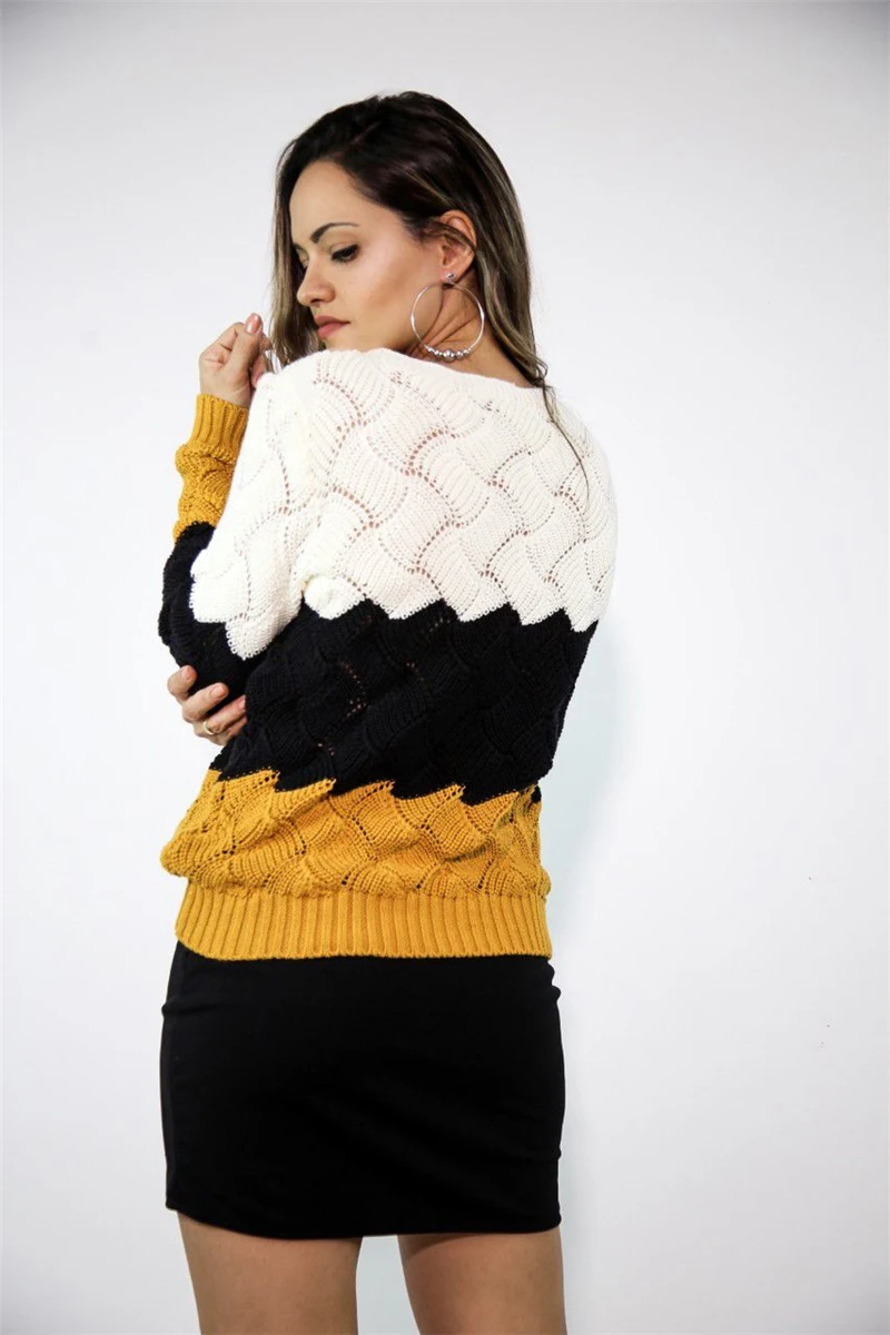 Женский Зимний вязаный пуловер, свитер с длинным рукавом и круглым вырезом, женские тонкие винтажные свитера в стиле пэчворк, женские свитера Nouveaute