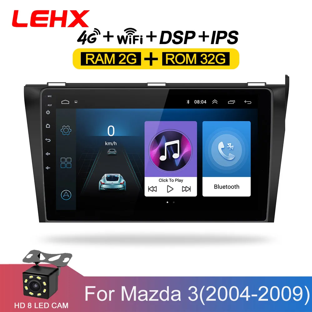 Дешево Автомобильный DVD font b GPS b font android 8,1 автомобильный Радио стерео 2G 32G бесплатная карта четырехъядерный 2 din Автомобильный мультимедийный плеер для Mazda 3 ...