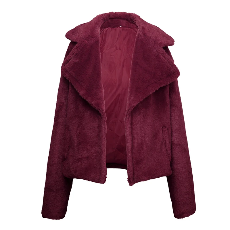 Mossha Elegant faux fur jacket coat women autumn winter Fashion solid short coat women Casual streetwear party club outwear coat - Color: L19OW1052-2