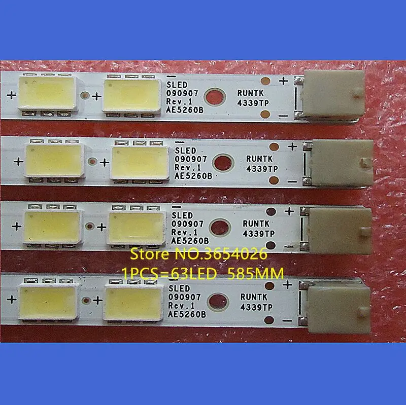 4 шт./компл. светодиодный ленты S светодиодный 090907 REV.1 AE5260B RUNTK 4339TP 4340TP для LK520D3LB1S KDL-52EX700 63 светодиодный 585 мм