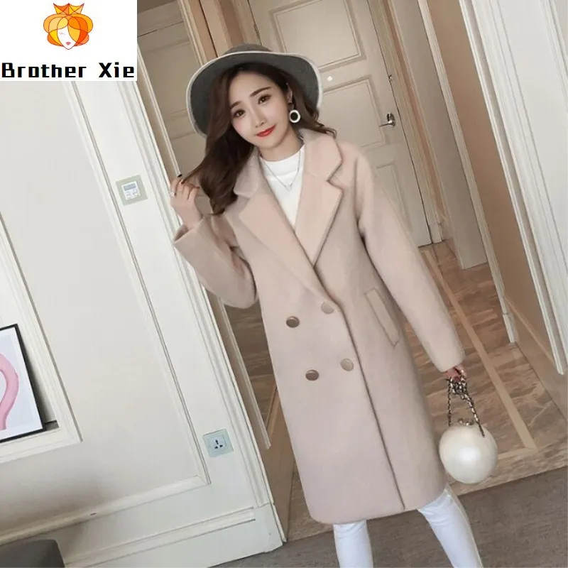 

Spring Coat Women New Fashion Long Double Breasted Slim Women's Overcoat High Quality Long Pink Women Coats And Jackets