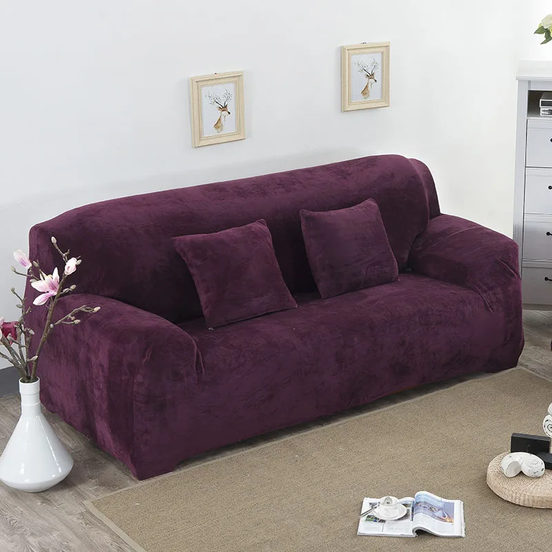 Толстые плюшевые чехлы для диванов Универсальный диван Полотенца диванных чехлов для Гостиная cubre диван крышка M L XL XXL XXXL XXXXL-shape форме, благодаря чему создается ощущение невесомости с двухместный диван 1/2/3/4 местный - Color: Wine