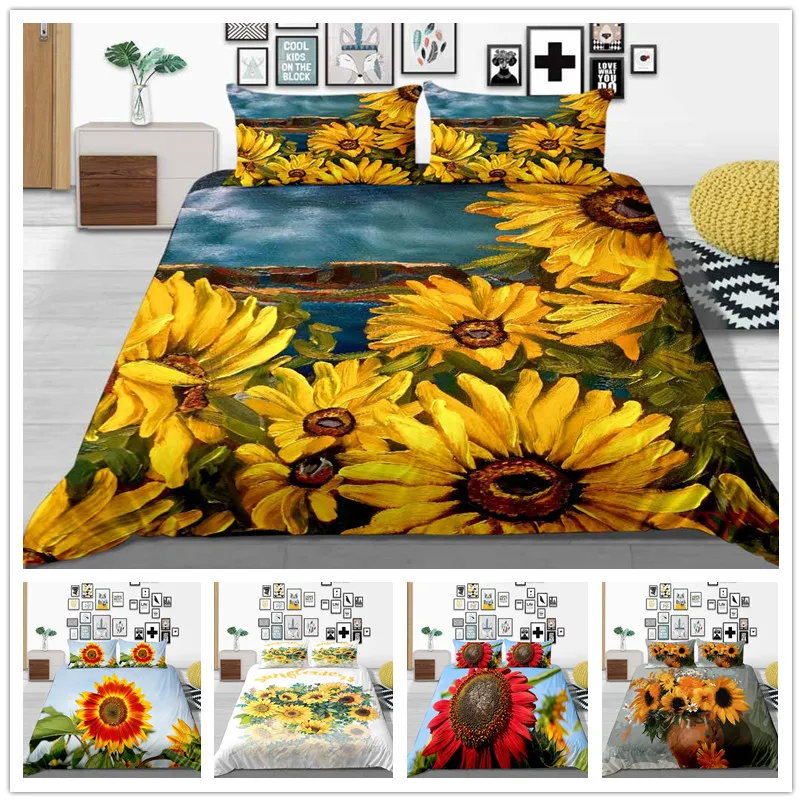 

Perfect Bedding Sets for Home Textile Warm Sun Flowers Duvet Cover Set Twin Full Queen Size Classical Customizab of Quilt Cover