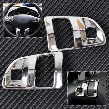 

2pcs ABS Chrome Steering Wheel Molding Cover Trim Fit for Kia Sportage R 2011 2012 2013 2014 2015
