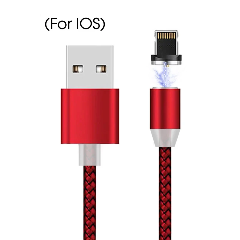 Кабель Micro USB типа C Магнитный кабель для мобильного телефона для iOS для iPhone для Xiaomi Android Магнитный кабель для зарядного устройства USB шнур - Цвет: Red For iOS