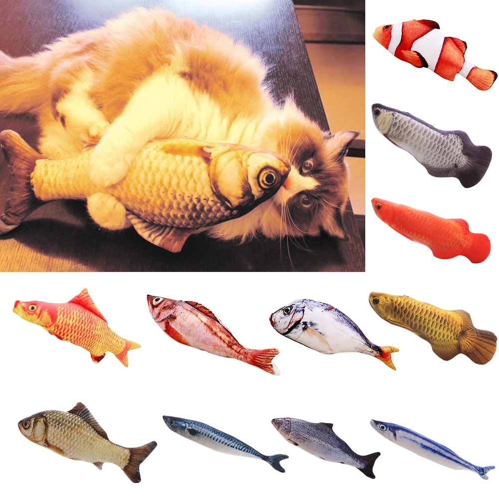 20/30/40CM Plush Pet Cat Simulation Fish Toy Creative Pet Cat Kitten Chewing Playing Toy Biting Supplies Dropshiping