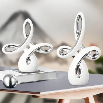 

Traditional Chinese knot Ceramic Crafts Decoration Creative Modern Livingroom TV cabinet Home Office Figurine Decor Lucky Mascot