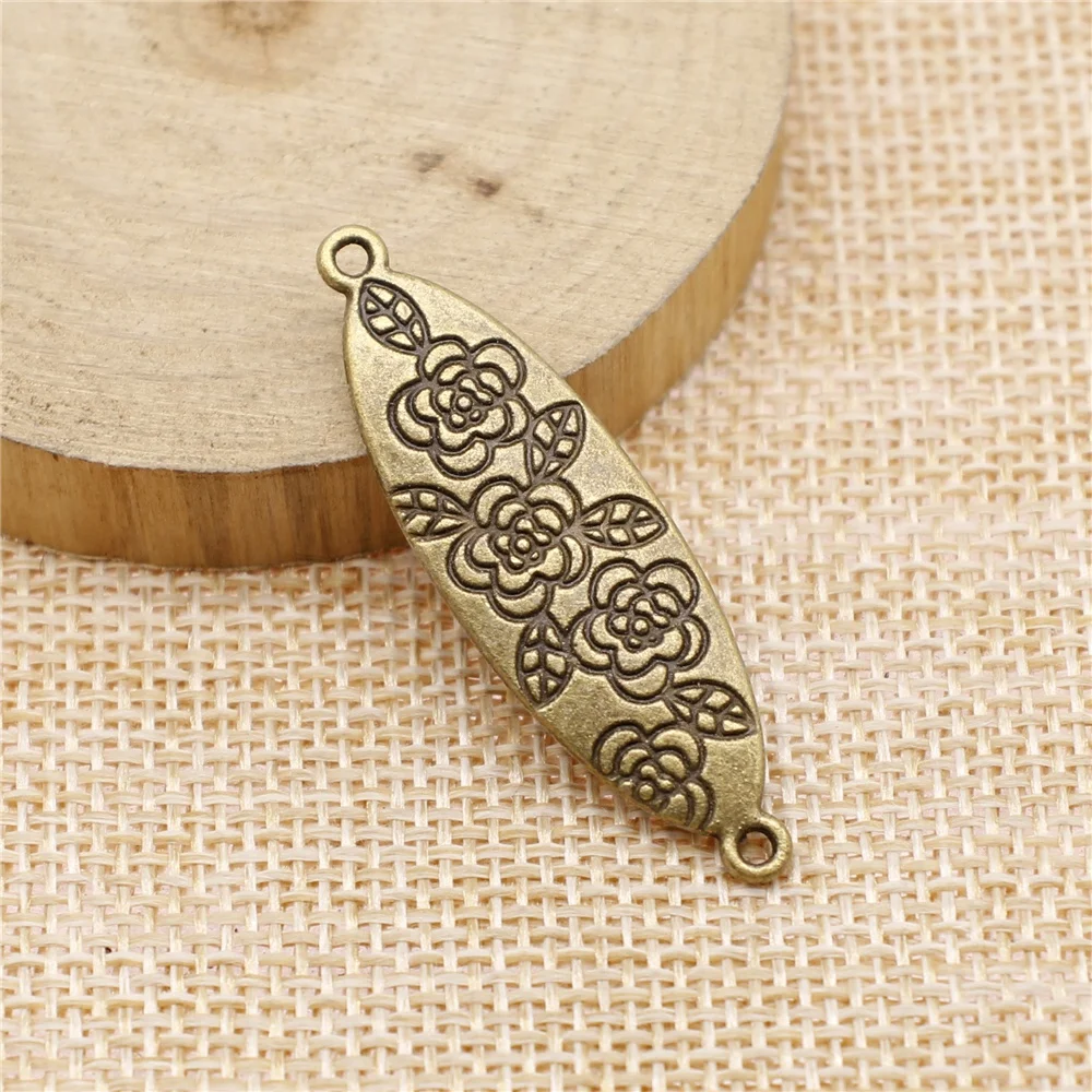 

free shipping 13pcs 43x13mm antique bronze Pattern connector charms diy retro jewelry fit Earring keychain hair card pendant