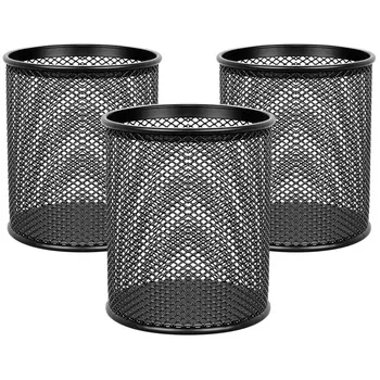 

3 Pack Pen Holder Mesh Pencil Holder Metal Pencil Holders Pen Organizer Black For Desk Office Pencil Holders