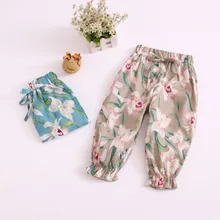 19 летние леггинсы в Корейском стиле с цветочным принтом для девочек противомоскитные Штаны Капри Детская одежда 22311