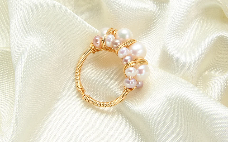 Новое кольцо из натурального пресноводного жемчуга в стиле барокко, кольца для женщин, свадебный подарок, дизайн, кольцо ручной работы с жемчугом, хорошее ювелирное изделие