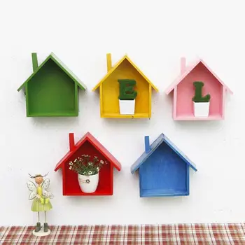 

Creative Home Bedroom Wall Shelf Original Wood House Storage Shelf Organization Swing Shelf Home Decor Kids Room Wall Decoration