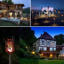 Эффект пламени Открытый Светодиодный лампа для газона на солнечной энергии Ландшафтные огни мерцающий огонь фонарь для подсветки дорожки D5BD