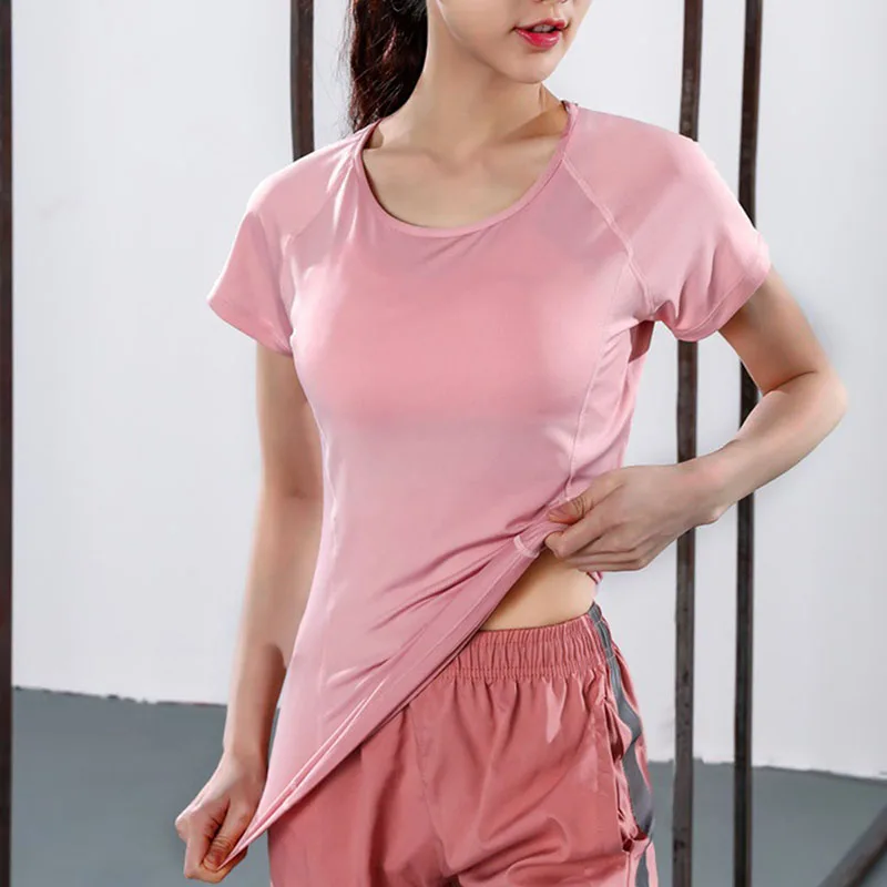 Quick Dry Short Sleeve Sports T-Shirt Gym Clothes Yoga Shirt Workout Tops For Women Fitness