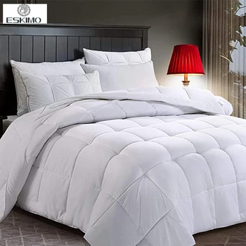 

ESKIMO Luxury Queen Size All-Season White Down Alternative Quilted Comforter Corner Duvet Tab Machine Wash Stand Alone Comforter