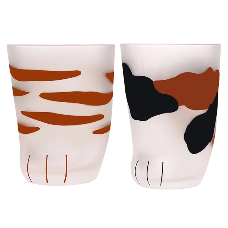 

2 Pcs Creative Cute Cat Paws Glass Tiger Paws Mug Office Coffee Mug Tumbler Personality Breakfast Milk Porcelain Cup Gift Small,