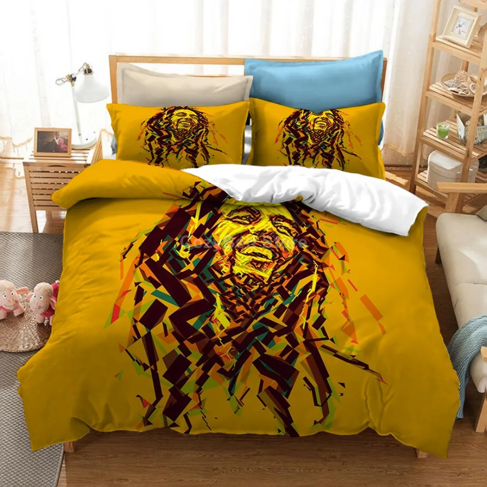 One Love Bob Marley Bedding Set Single or Double Duvet yellow zest! 