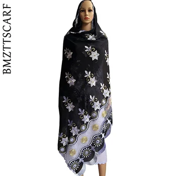 

2020 African muslim women scarf ,Big embroidered scarf ,multifunctional scarf shawls wrpas ,White cotton scarf free shipping