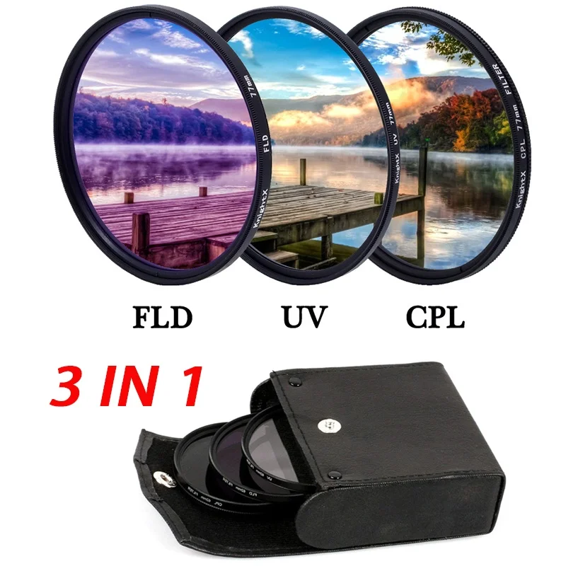 Набор профессиональных фильтров 3 в 1 с сумкой UV + CPL FLD для объектива камеры Canon
