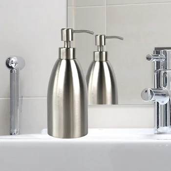 

1 Pcs Simple Polished Stainless Steel Soap Dispenser Press Type 500ml Lotion Bottle Shampoo Container Household Hotel