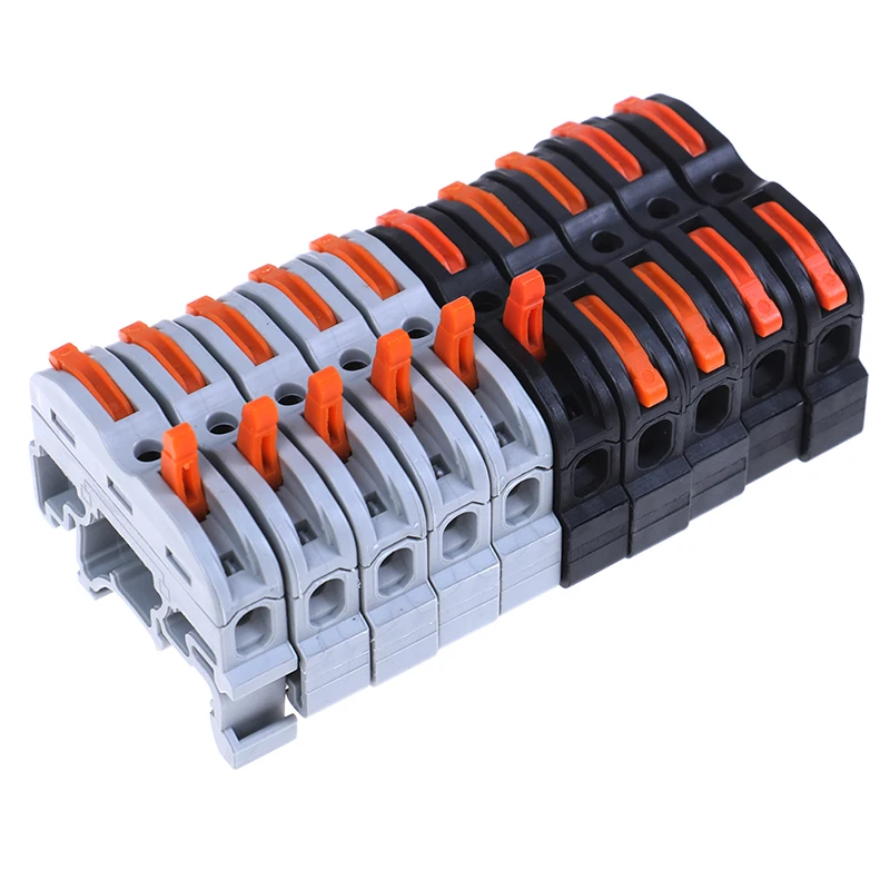 10Pcs 1 Pin Din Rail Universal Compact Cable Wiring Connector Terminal Block Guide Rail Type Connector