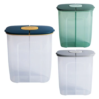 

2 Grids Plastic Food Storage Container with Lid Refrigerator Organizer Container Rice Sealed Can Dry Grain Food Storage Box 2.5L