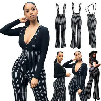 

Women Clubwear Trouser Playsuit Bodycon Party Jumpsuit Suspender Flared Pants