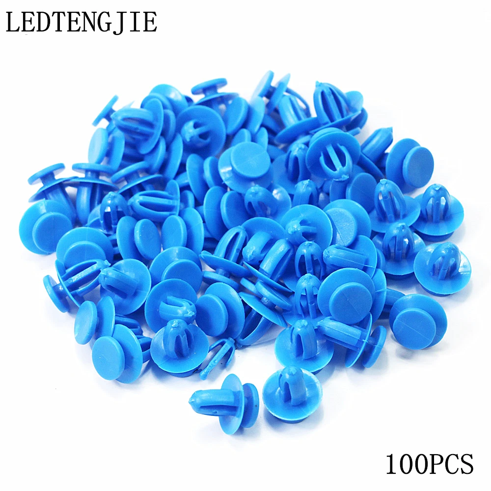 

100Pcs New blue Plastic Rivet Fastener Car Styling Bumper Fender Push Type Fascia Retainer Car Clips Part Car floor