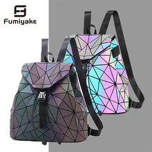 Женский лазерный Светящийся рюкзак, мини Геометрическая сумка на плечо, складные школьные сумки для девочек-подростков, голограмма, рюкзак
