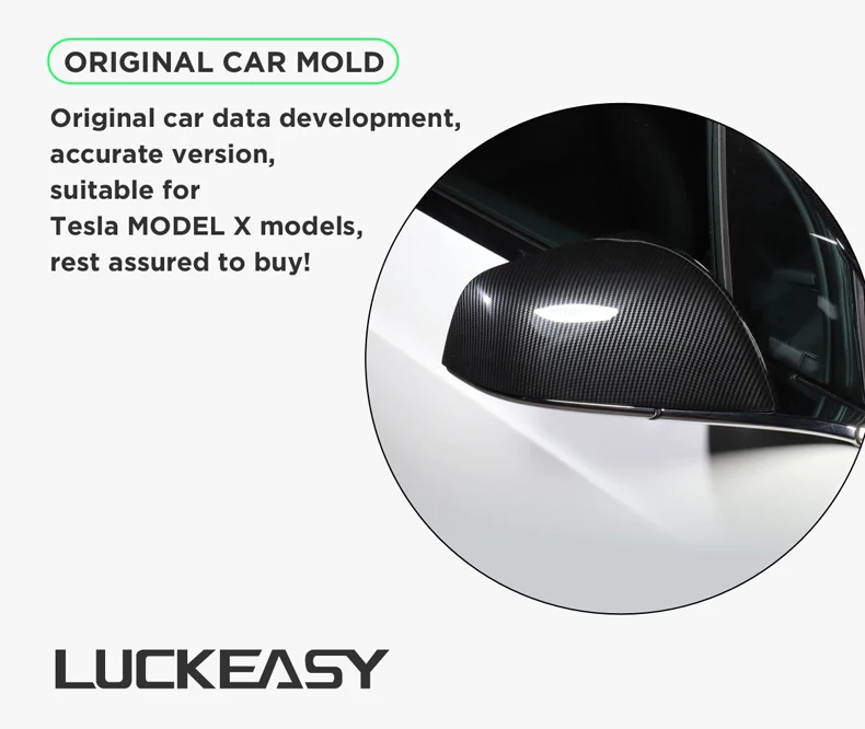 LUCKEASY накладка на зеркало заднего вида автомобиля боковое зеркало для Tesla модель X накладка на зеркало заднего вида автомобиля из АБС-пластика, переводятся с помощью воды углеродного волокна 2 шт./компл
